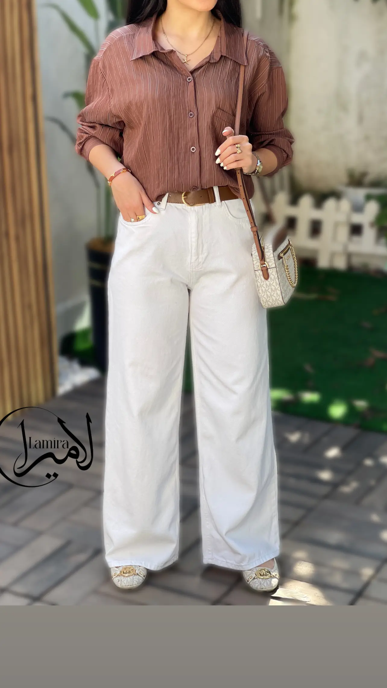 شلوار جین کمربندار تک رنگ سفید